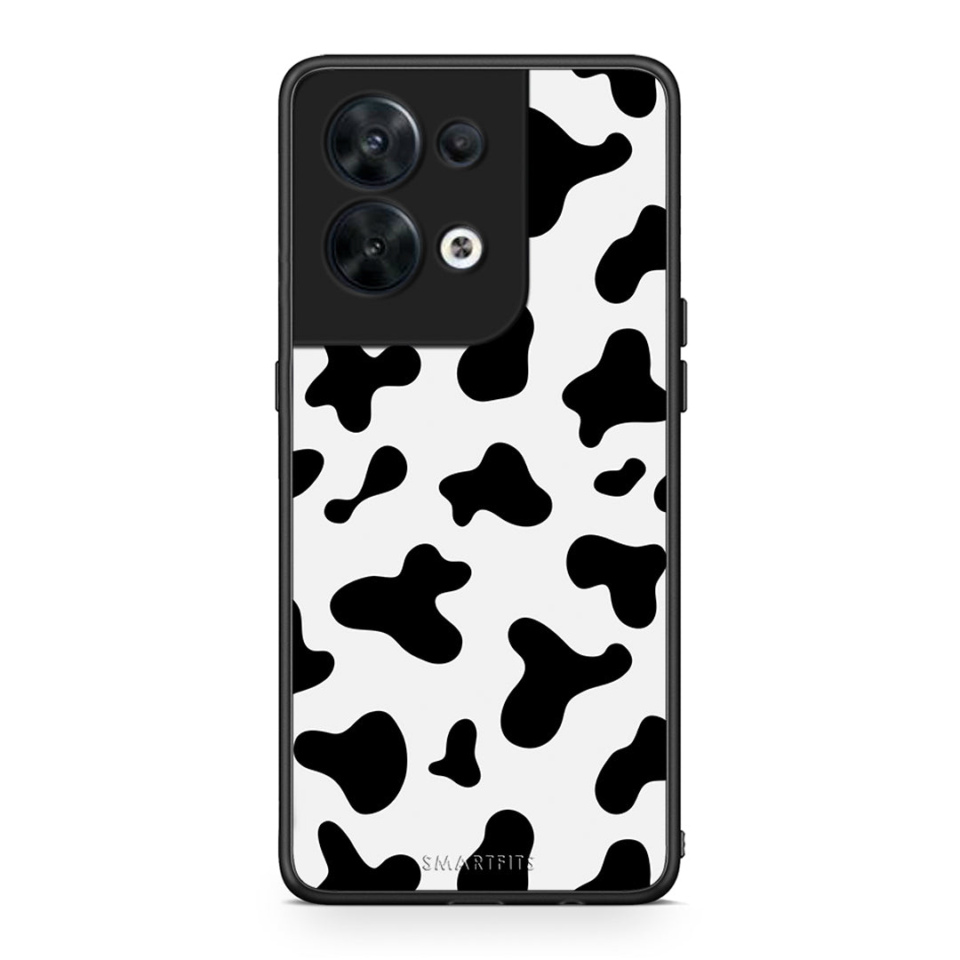Θήκη Oppo Reno8 5G Cow Print από τη Smartfits με σχέδιο στο πίσω μέρος και μαύρο περίβλημα | Oppo Reno8 5G Cow Print Case with Colorful Back and Black Bezels