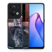 Thumbnail for Θήκη Oppo Reno8 5G Cute Tiger από τη Smartfits με σχέδιο στο πίσω μέρος και μαύρο περίβλημα | Oppo Reno8 5G Cute Tiger Case with Colorful Back and Black Bezels