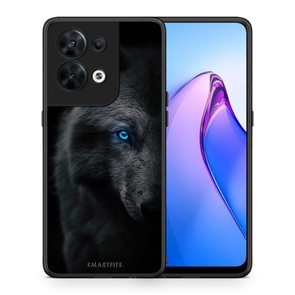 Θήκη Oppo Reno8 5G Dark Wolf από τη Smartfits με σχέδιο στο πίσω μέρος και μαύρο περίβλημα | Oppo Reno8 5G Dark Wolf Case with Colorful Back and Black Bezels