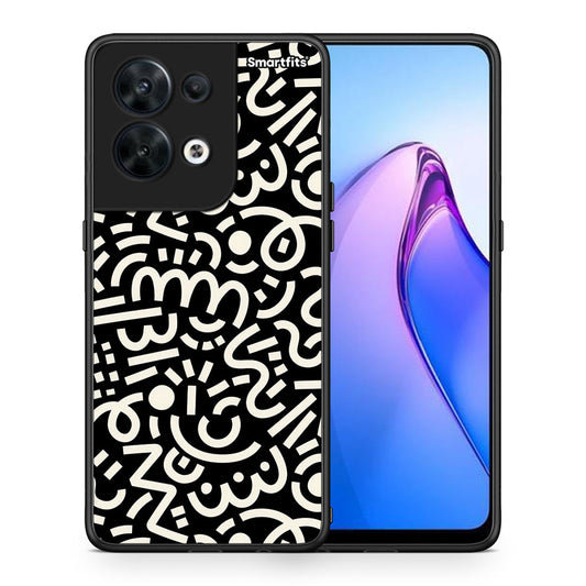 Θήκη Oppo Reno8 5G Doodle Art από τη Smartfits με σχέδιο στο πίσω μέρος και μαύρο περίβλημα | Oppo Reno8 5G Doodle Art Case with Colorful Back and Black Bezels