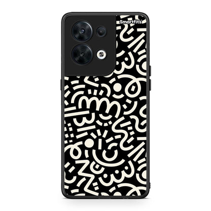 Θήκη Oppo Reno8 5G Doodle Art από τη Smartfits με σχέδιο στο πίσω μέρος και μαύρο περίβλημα | Oppo Reno8 5G Doodle Art Case with Colorful Back and Black Bezels