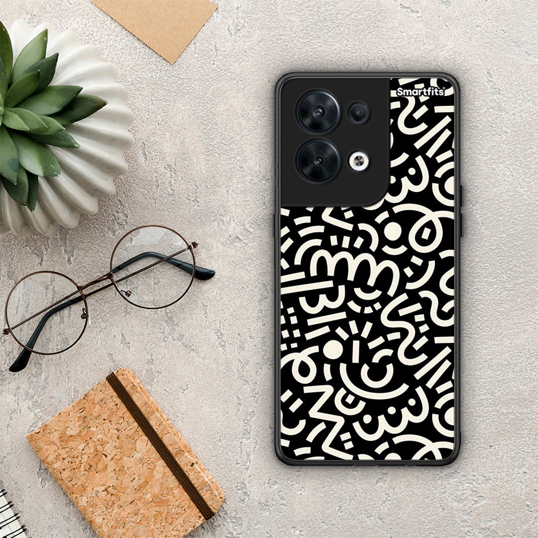 Θήκη Oppo Reno8 5G Doodle Art από τη Smartfits με σχέδιο στο πίσω μέρος και μαύρο περίβλημα | Oppo Reno8 5G Doodle Art Case with Colorful Back and Black Bezels