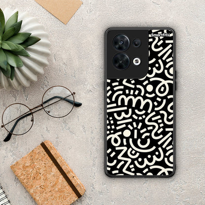 Θήκη Oppo Reno8 5G Doodle Art από τη Smartfits με σχέδιο στο πίσω μέρος και μαύρο περίβλημα | Oppo Reno8 5G Doodle Art Case with Colorful Back and Black Bezels