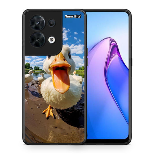 Θήκη Oppo Reno8 5G Duck Face από τη Smartfits με σχέδιο στο πίσω μέρος και μαύρο περίβλημα | Oppo Reno8 5G Duck Face Case with Colorful Back and Black Bezels