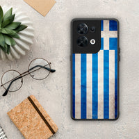 Thumbnail for Θήκη Oppo Reno8 5G Flag Greek από τη Smartfits με σχέδιο στο πίσω μέρος και μαύρο περίβλημα | Oppo Reno8 5G Flag Greek Case with Colorful Back and Black Bezels