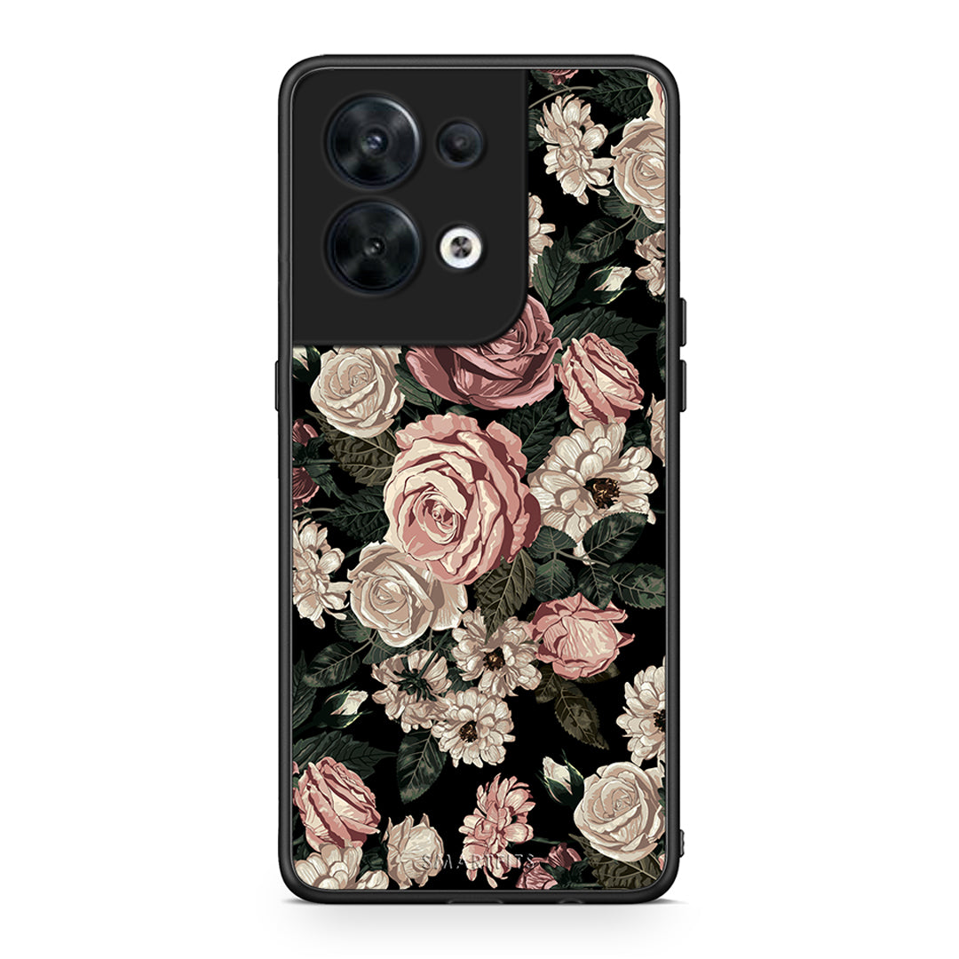 Θήκη Oppo Reno8 5G Flower Wild Roses από τη Smartfits με σχέδιο στο πίσω μέρος και μαύρο περίβλημα | Oppo Reno8 5G Flower Wild Roses Case with Colorful Back and Black Bezels