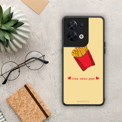 Θήκη Oppo Reno8 5G Fries Before Guys από τη Smartfits με σχέδιο στο πίσω μέρος και μαύρο περίβλημα | Oppo Reno8 5G Fries Before Guys Case with Colorful Back and Black Bezels