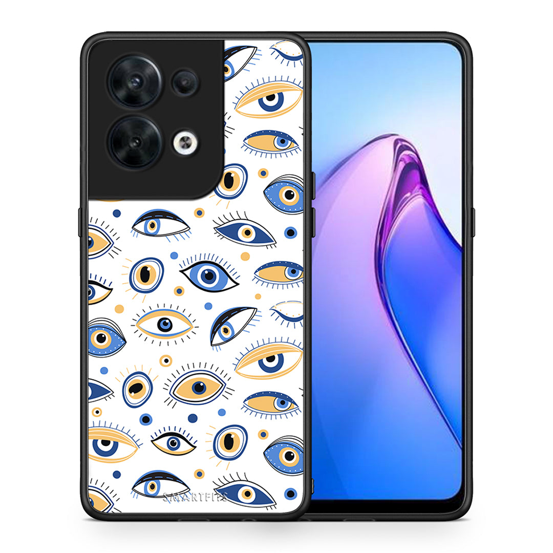 Θήκη Oppo Reno8 5G Ftou Ftou από τη Smartfits με σχέδιο στο πίσω μέρος και μαύρο περίβλημα | Oppo Reno8 5G Ftou Ftou Case with Colorful Back and Black Bezels