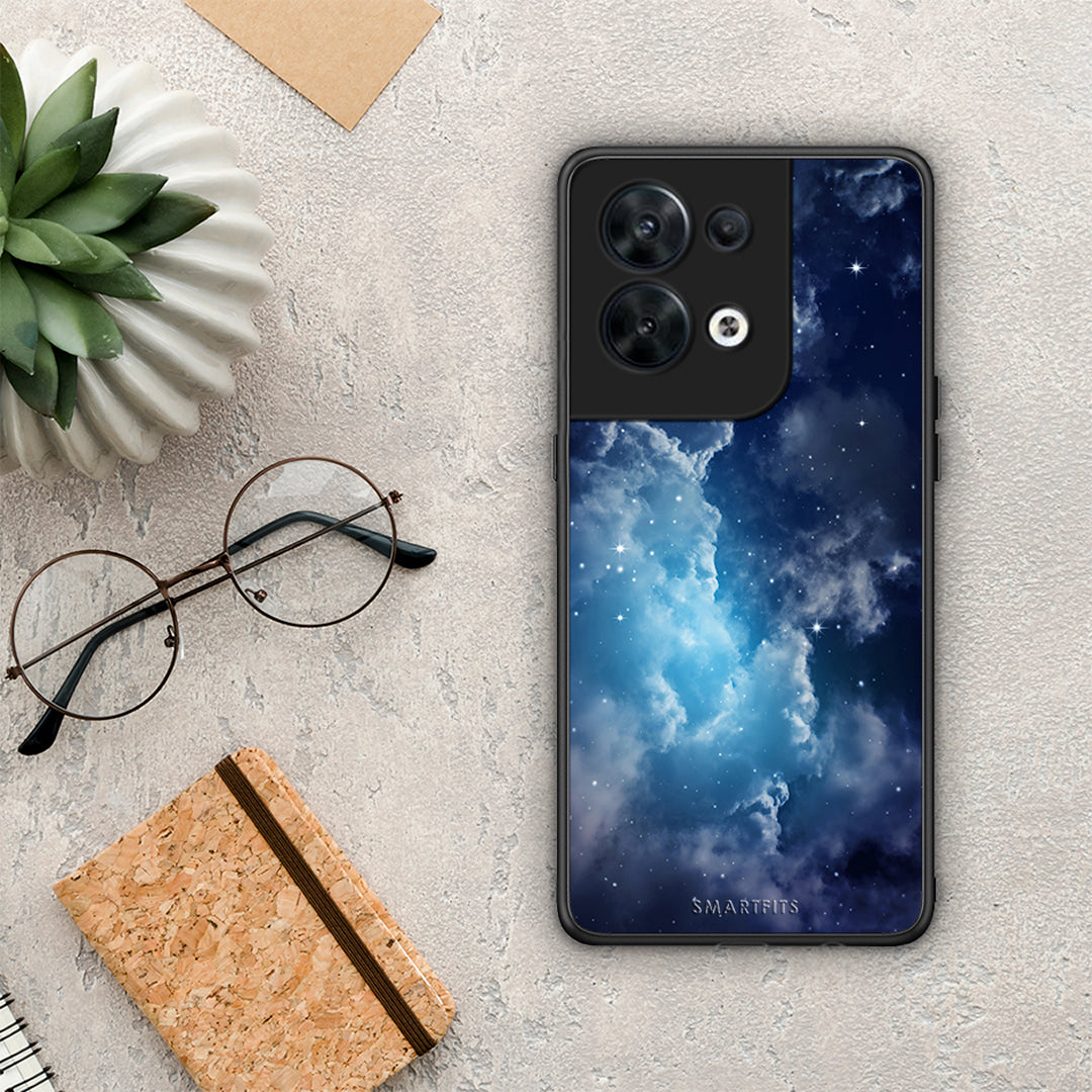 Θήκη Oppo Reno8 5G Galactic Blue Sky από τη Smartfits με σχέδιο στο πίσω μέρος και μαύρο περίβλημα | Oppo Reno8 5G Galactic Blue Sky Case with Colorful Back and Black Bezels