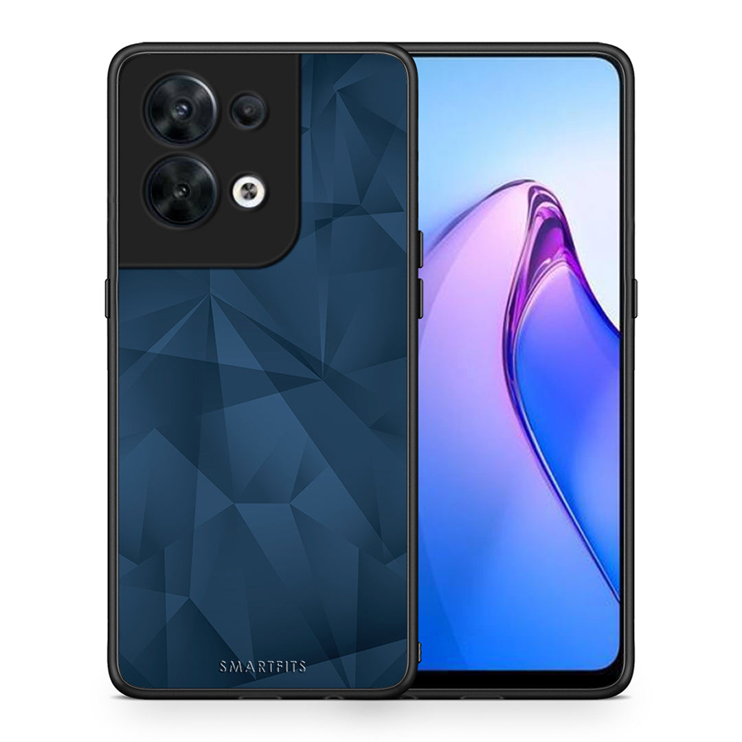 Θήκη Oppo Reno8 5G Geometric Blue Abstract από τη Smartfits με σχέδιο στο πίσω μέρος και μαύρο περίβλημα | Oppo Reno8 5G Geometric Blue Abstract Case with Colorful Back and Black Bezels