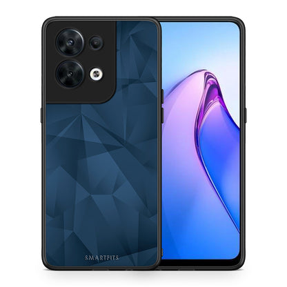 Θήκη Oppo Reno8 5G Geometric Blue Abstract από τη Smartfits με σχέδιο στο πίσω μέρος και μαύρο περίβλημα | Oppo Reno8 5G Geometric Blue Abstract Case with Colorful Back and Black Bezels