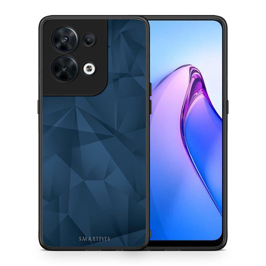 Θήκη Oppo Reno8 5G Geometric Blue Abstract από τη Smartfits με σχέδιο στο πίσω μέρος και μαύρο περίβλημα | Oppo Reno8 5G Geometric Blue Abstract Case with Colorful Back and Black Bezels