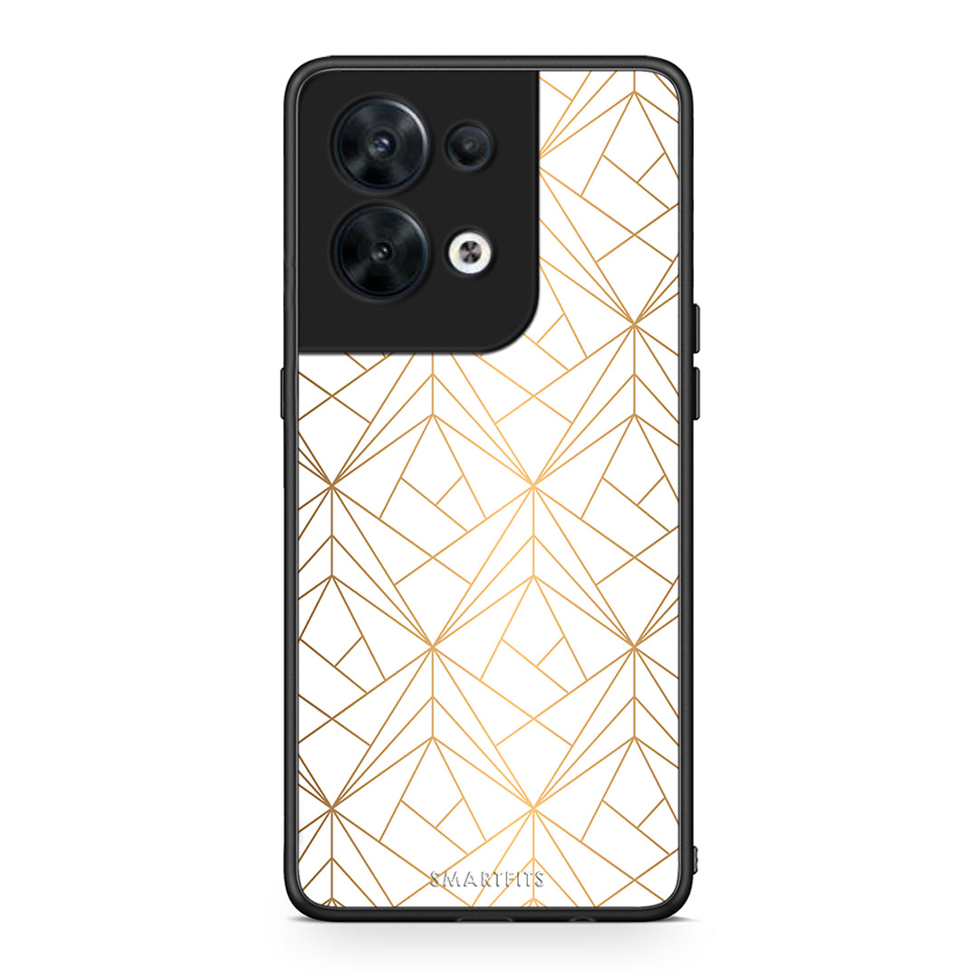 Θήκη Oppo Reno8 5G Geometric Luxury White από τη Smartfits με σχέδιο στο πίσω μέρος και μαύρο περίβλημα | Oppo Reno8 5G Geometric Luxury White Case with Colorful Back and Black Bezels