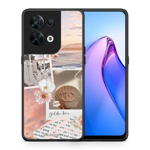 Θήκη Oppo Reno8 5G Golden Hour από τη Smartfits με σχέδιο στο πίσω μέρος και μαύρο περίβλημα | Oppo Reno8 5G Golden Hour Case with Colorful Back and Black Bezels