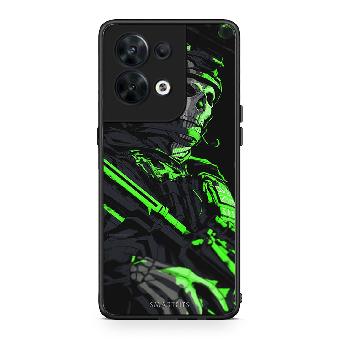 Θήκη Oppo Reno8 5G Green Soldier από τη Smartfits με σχέδιο στο πίσω μέρος και μαύρο περίβλημα | Oppo Reno8 5G Green Soldier Case with Colorful Back and Black Bezels