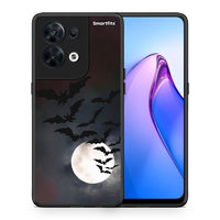 Thumbnail for Θήκη Oppo Reno8 5G Halloween Bat Night από τη Smartfits με σχέδιο στο πίσω μέρος και μαύρο περίβλημα | Oppo Reno8 5G Halloween Bat Night Case with Colorful Back and Black Bezels