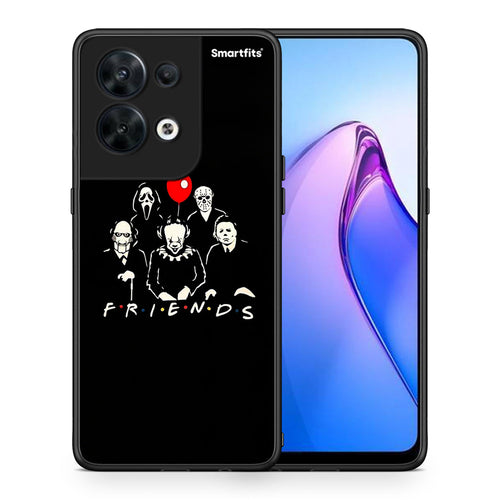 Θήκη Oppo Reno8 5G Halloween Friends από τη Smartfits με σχέδιο στο πίσω μέρος και μαύρο περίβλημα | Oppo Reno8 5G Halloween Friends Case with Colorful Back and Black Bezels
