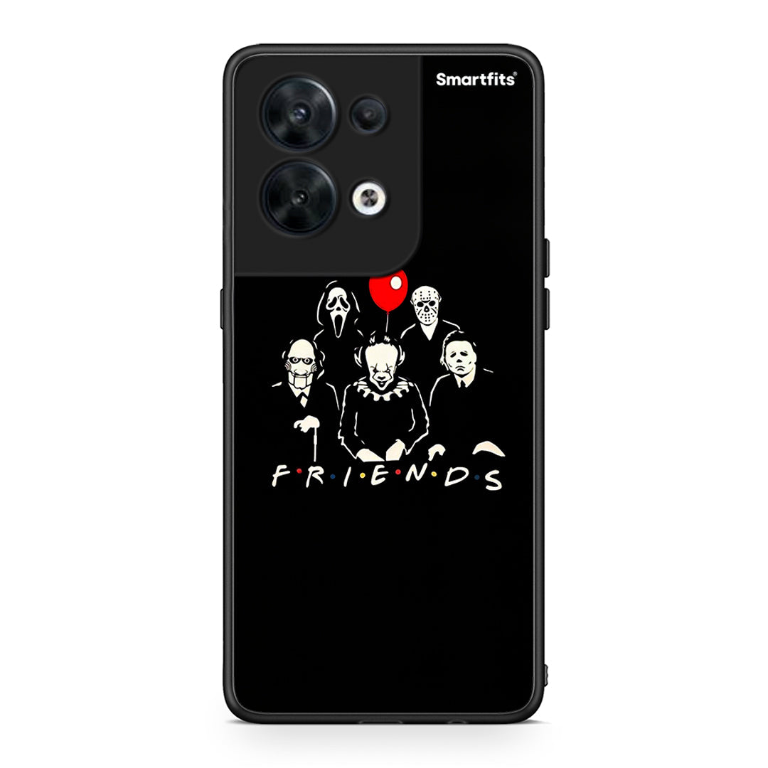 Θήκη Oppo Reno8 5G Halloween Friends από τη Smartfits με σχέδιο στο πίσω μέρος και μαύρο περίβλημα | Oppo Reno8 5G Halloween Friends Case with Colorful Back and Black Bezels