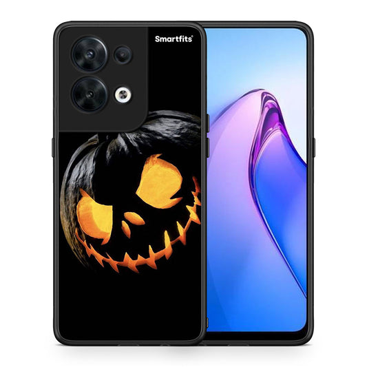 Θήκη Oppo Reno8 5G Halloween Scary Pumpkin από τη Smartfits με σχέδιο στο πίσω μέρος και μαύρο περίβλημα | Oppo Reno8 5G Halloween Scary Pumpkin Case with Colorful Back and Black Bezels
