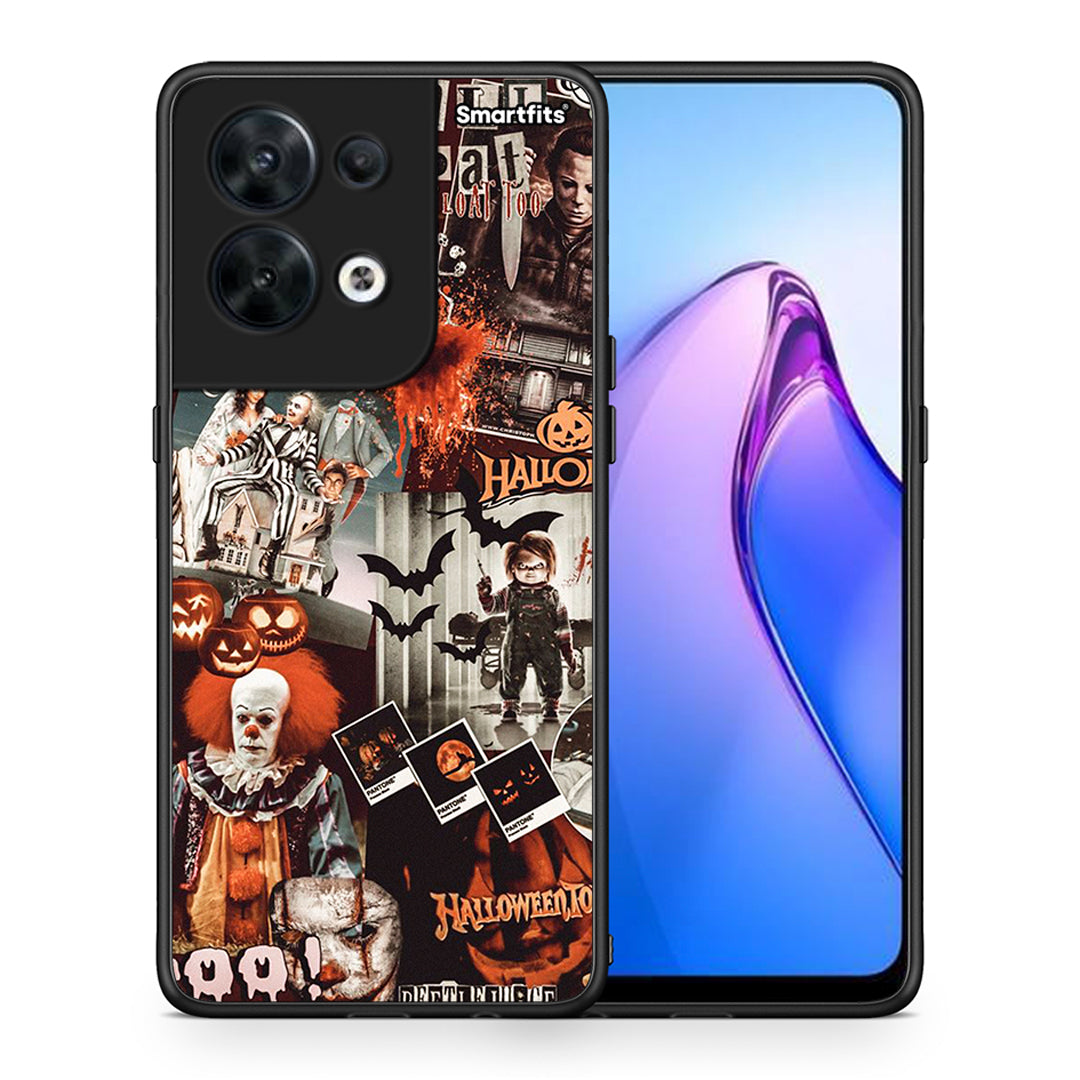 Θήκη Oppo Reno8 5G Halloween Spooky Season από τη Smartfits με σχέδιο στο πίσω μέρος και μαύρο περίβλημα | Oppo Reno8 5G Halloween Spooky Season Case with Colorful Back and Black Bezels