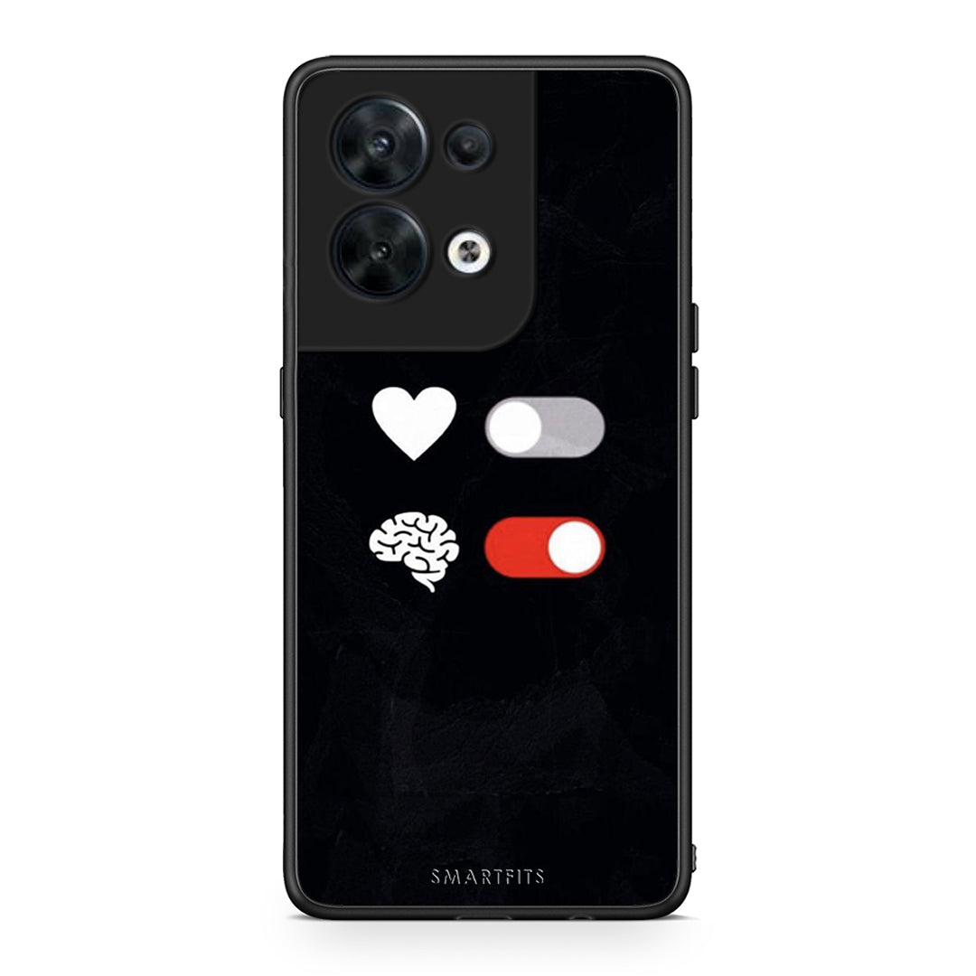 Θήκη Oppo Reno8 5G Heart Vs Brain από τη Smartfits με σχέδιο στο πίσω μέρος και μαύρο περίβλημα | Oppo Reno8 5G Heart Vs Brain Case with Colorful Back and Black Bezels