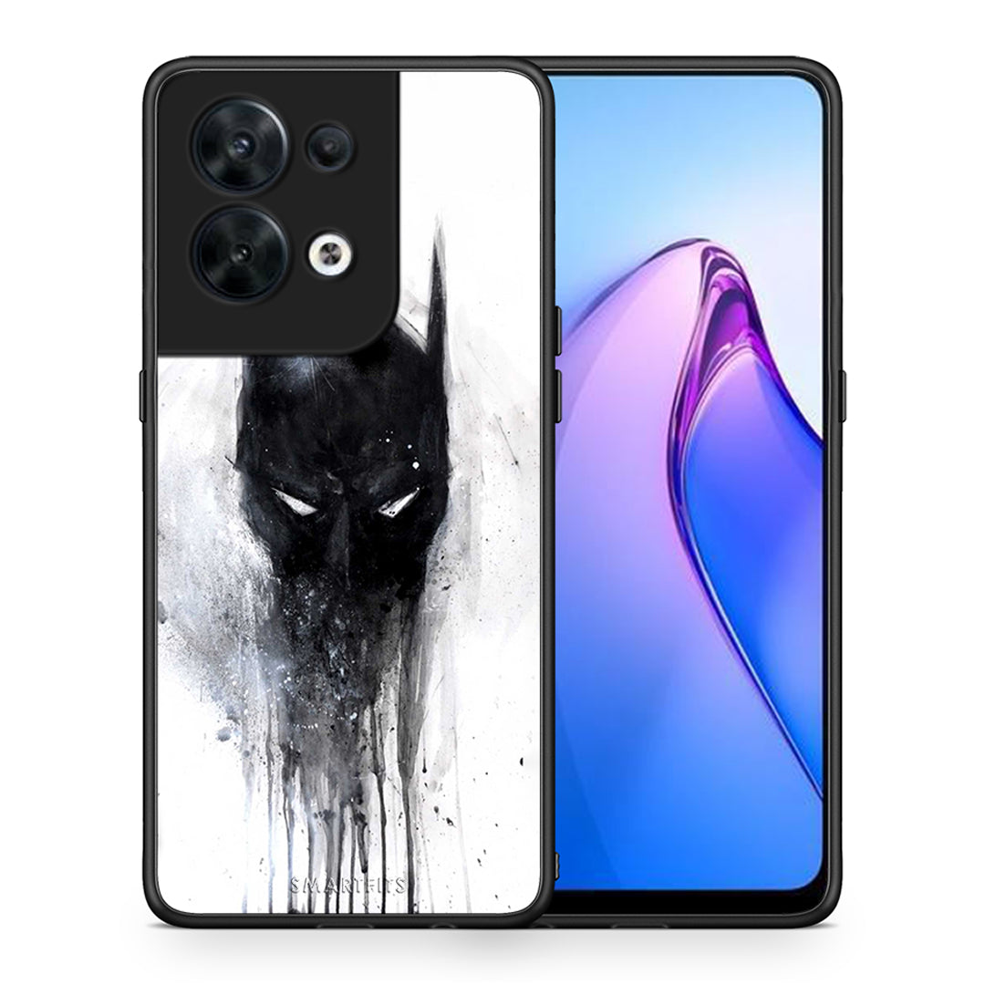 Θήκη Oppo Reno8 5G Hero Paint Bat από τη Smartfits με σχέδιο στο πίσω μέρος και μαύρο περίβλημα | Oppo Reno8 5G Hero Paint Bat Case with Colorful Back and Black Bezels