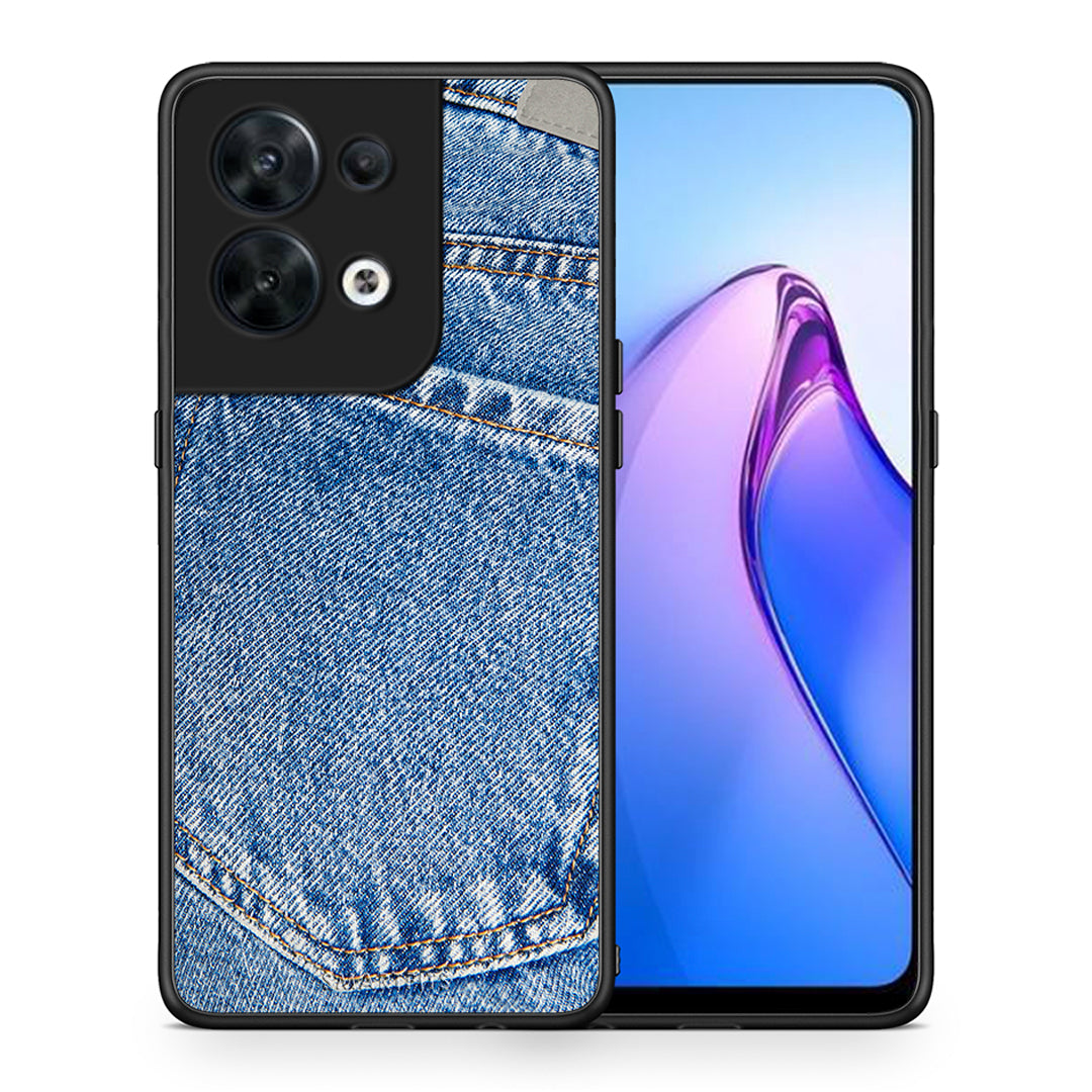 Θήκη Oppo Reno8 5G Jeans Pocket από τη Smartfits με σχέδιο στο πίσω μέρος και μαύρο περίβλημα | Oppo Reno8 5G Jeans Pocket Case with Colorful Back and Black Bezels