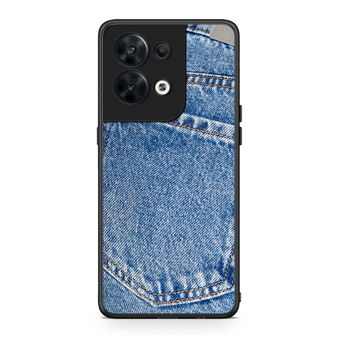 Θήκη Oppo Reno8 5G Jeans Pocket από τη Smartfits με σχέδιο στο πίσω μέρος και μαύρο περίβλημα | Oppo Reno8 5G Jeans Pocket Case with Colorful Back and Black Bezels