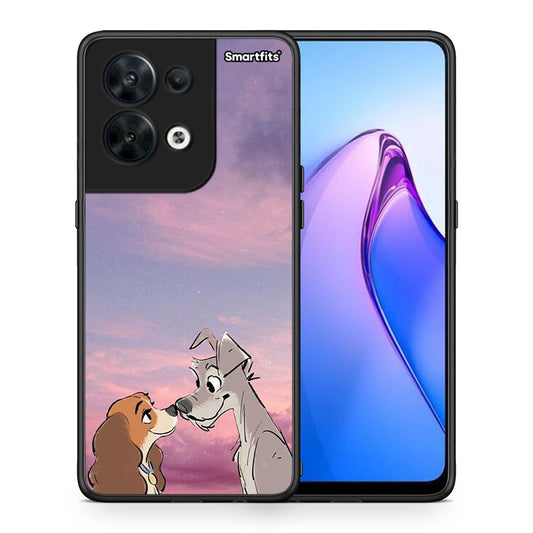 Θήκη Oppo Reno8 5G Lady And Tramp από τη Smartfits με σχέδιο στο πίσω μέρος και μαύρο περίβλημα | Oppo Reno8 5G Lady And Tramp Case with Colorful Back and Black Bezels