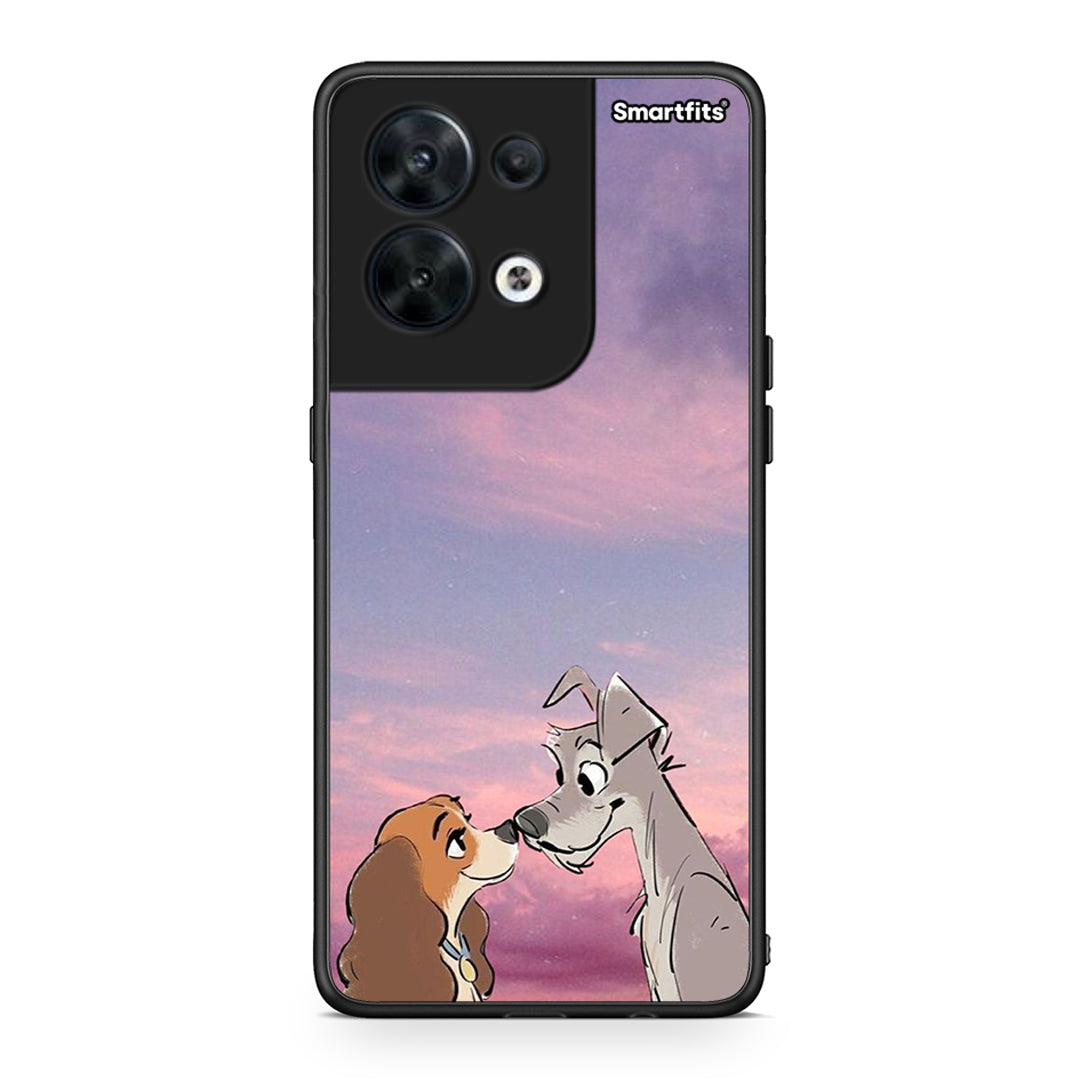 Θήκη Oppo Reno8 5G Lady And Tramp από τη Smartfits με σχέδιο στο πίσω μέρος και μαύρο περίβλημα | Oppo Reno8 5G Lady And Tramp Case with Colorful Back and Black Bezels