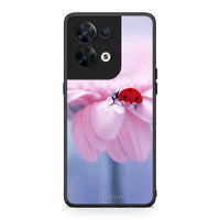 Thumbnail for Θήκη Oppo Reno8 5G Ladybug Flower από τη Smartfits με σχέδιο στο πίσω μέρος και μαύρο περίβλημα | Oppo Reno8 5G Ladybug Flower Case with Colorful Back and Black Bezels