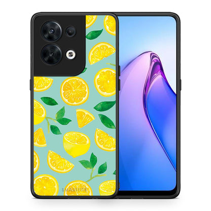 Θήκη Oppo Reno8 5G Lemons από τη Smartfits με σχέδιο στο πίσω μέρος και μαύρο περίβλημα | Oppo Reno8 5G Lemons Case with Colorful Back and Black Bezels