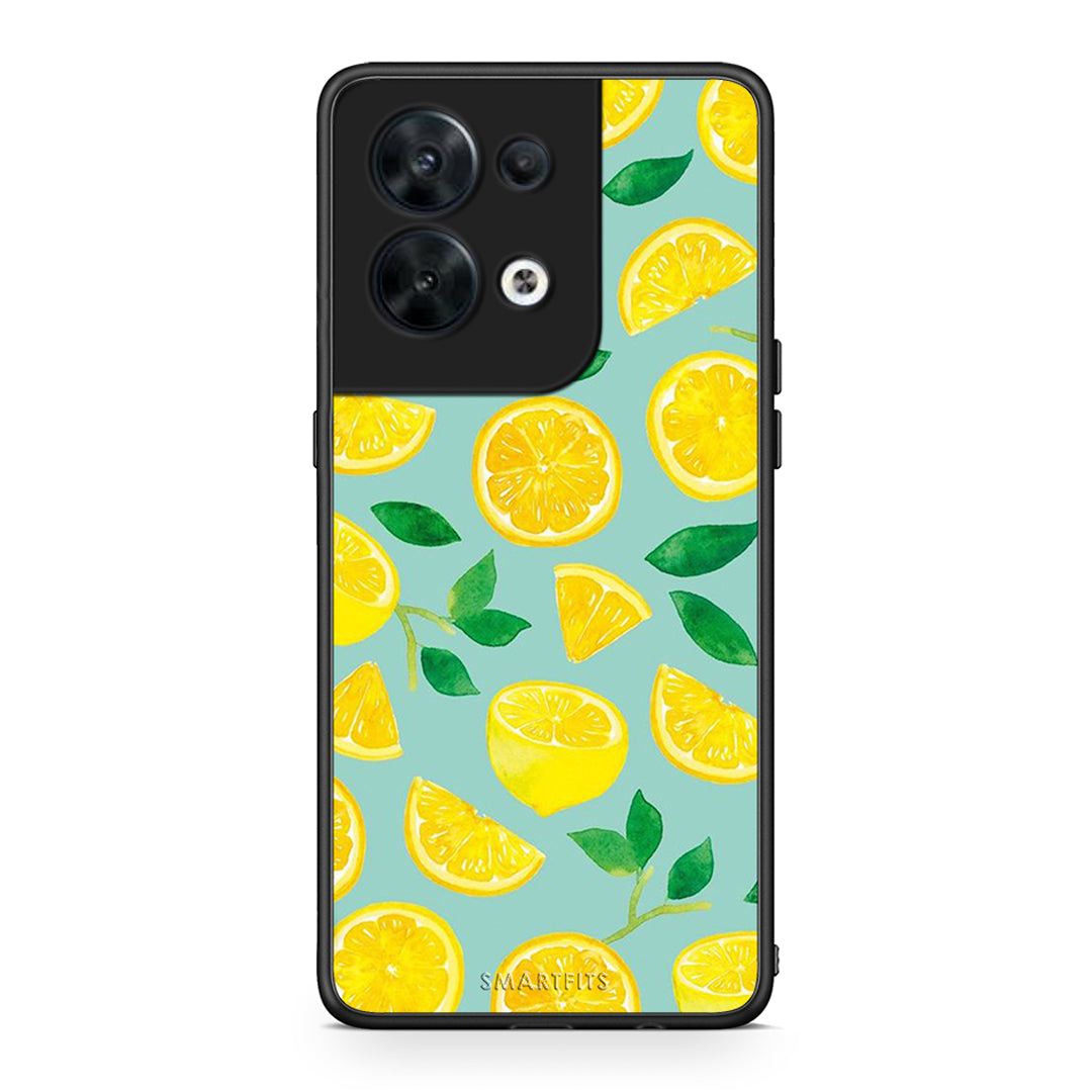 Θήκη Oppo Reno8 5G Lemons από τη Smartfits με σχέδιο στο πίσω μέρος και μαύρο περίβλημα | Oppo Reno8 5G Lemons Case with Colorful Back and Black Bezels