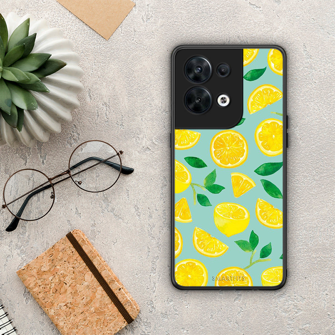 Θήκη Oppo Reno8 5G Lemons από τη Smartfits με σχέδιο στο πίσω μέρος και μαύρο περίβλημα | Oppo Reno8 5G Lemons Case with Colorful Back and Black Bezels