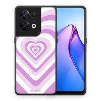 Thumbnail for Θήκη Oppo Reno8 5G Lilac Hearts από τη Smartfits με σχέδιο στο πίσω μέρος και μαύρο περίβλημα | Oppo Reno8 5G Lilac Hearts Case with Colorful Back and Black Bezels