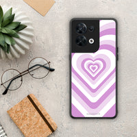 Thumbnail for Θήκη Oppo Reno8 5G Lilac Hearts από τη Smartfits με σχέδιο στο πίσω μέρος και μαύρο περίβλημα | Oppo Reno8 5G Lilac Hearts Case with Colorful Back and Black Bezels