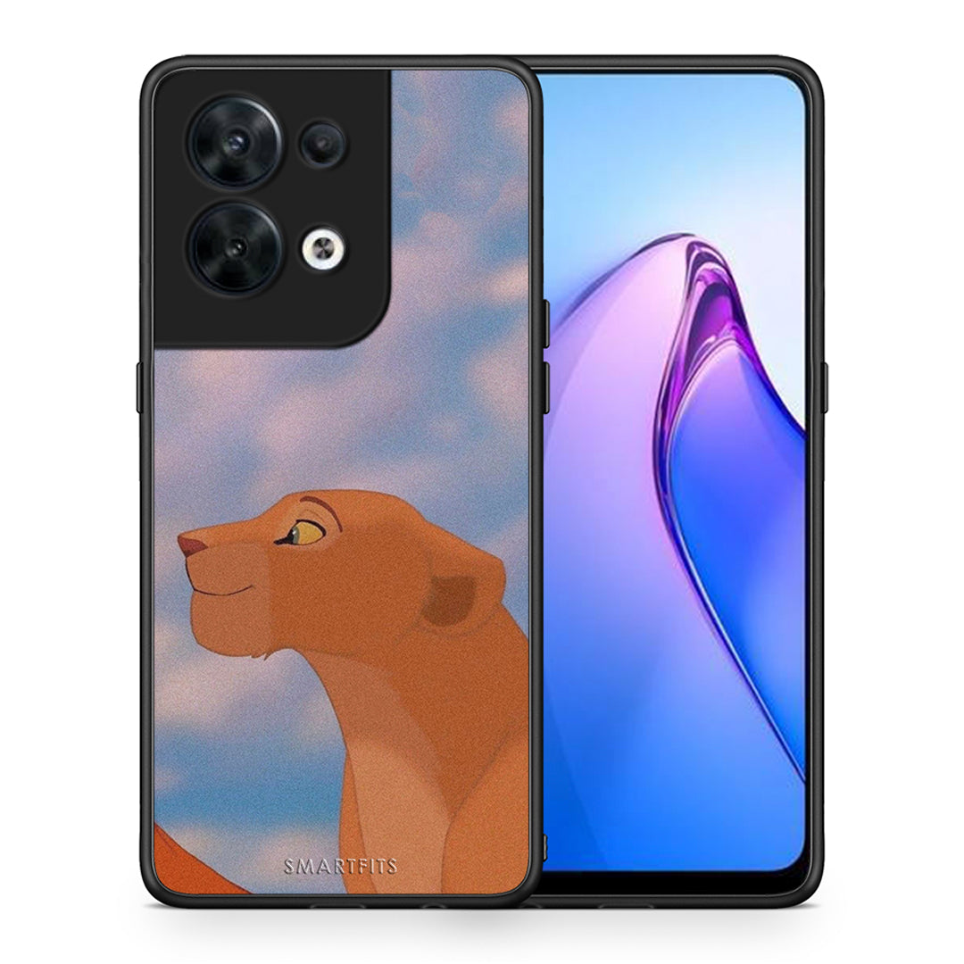 Θήκη Oppo Reno8 5G Lion Love 2 από τη Smartfits με σχέδιο στο πίσω μέρος και μαύρο περίβλημα | Oppo Reno8 5G Lion Love 2 Case with Colorful Back and Black Bezels