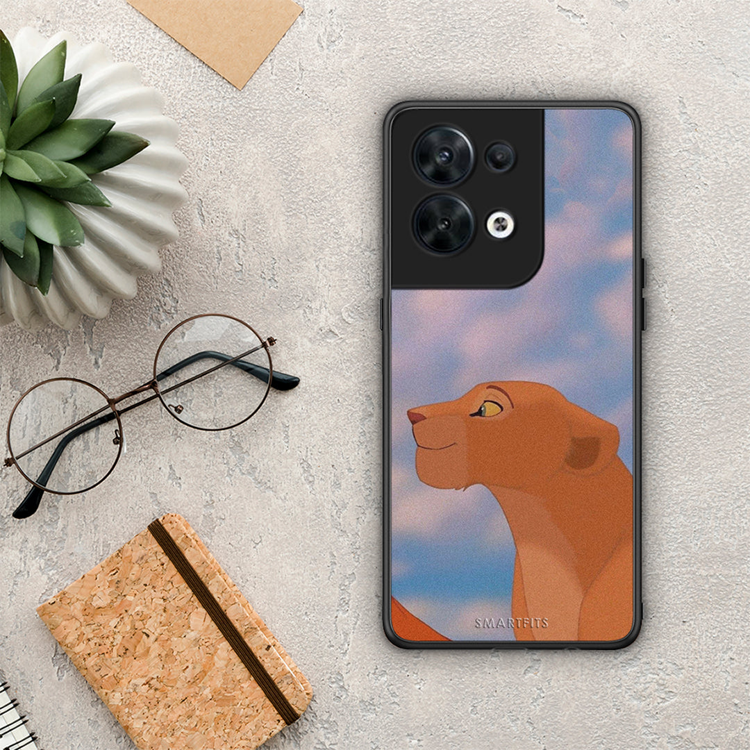 Θήκη Oppo Reno8 5G Lion Love 2 από τη Smartfits με σχέδιο στο πίσω μέρος και μαύρο περίβλημα | Oppo Reno8 5G Lion Love 2 Case with Colorful Back and Black Bezels