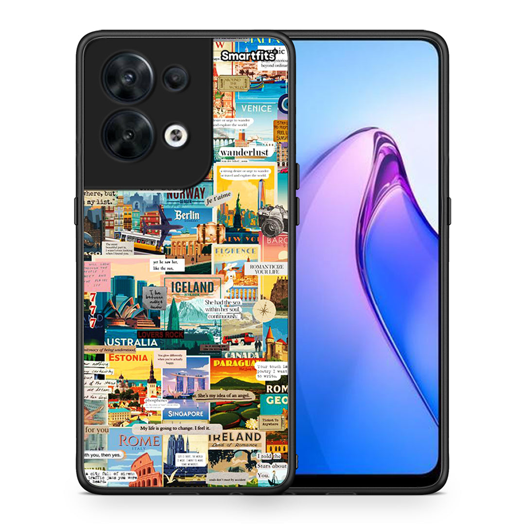Θήκη Oppo Reno8 5G Live To Travel από τη Smartfits με σχέδιο στο πίσω μέρος και μαύρο περίβλημα | Oppo Reno8 5G Live To Travel Case with Colorful Back and Black Bezels