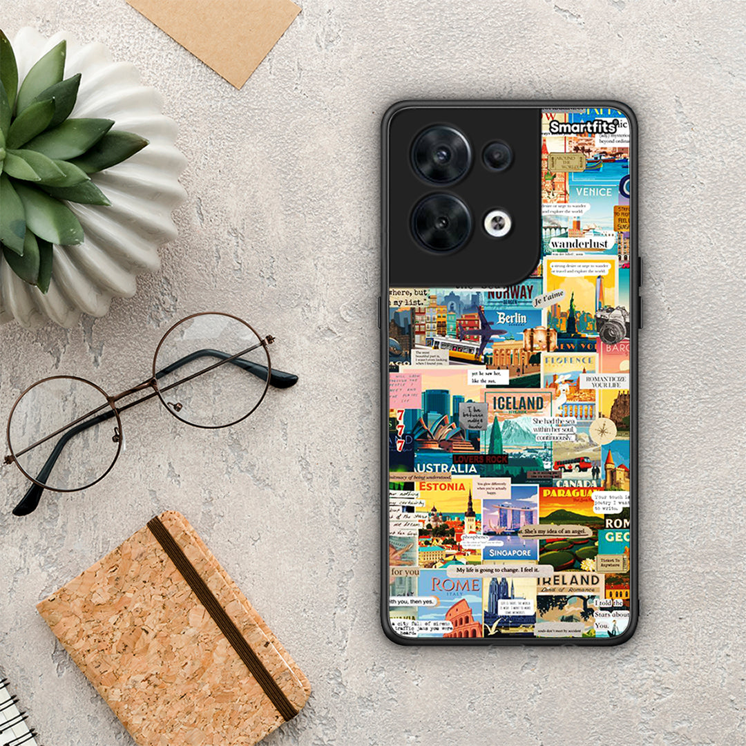 Θήκη Oppo Reno8 5G Live To Travel από τη Smartfits με σχέδιο στο πίσω μέρος και μαύρο περίβλημα | Oppo Reno8 5G Live To Travel Case with Colorful Back and Black Bezels