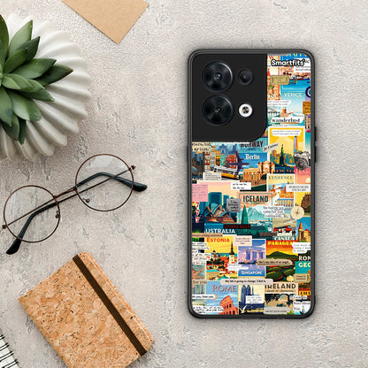 Θήκη Oppo Reno8 5G Live To Travel από τη Smartfits με σχέδιο στο πίσω μέρος και μαύρο περίβλημα | Oppo Reno8 5G Live To Travel Case with Colorful Back and Black Bezels