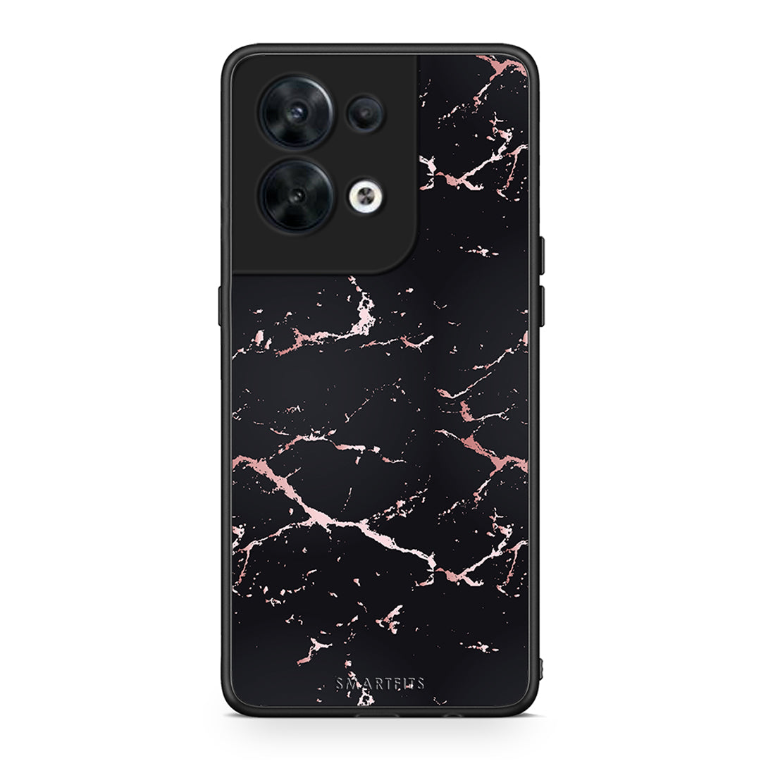 Θήκη Oppo Reno8 5G Marble Black Rosegold από τη Smartfits με σχέδιο στο πίσω μέρος και μαύρο περίβλημα | Oppo Reno8 5G Marble Black Rosegold Case with Colorful Back and Black Bezels