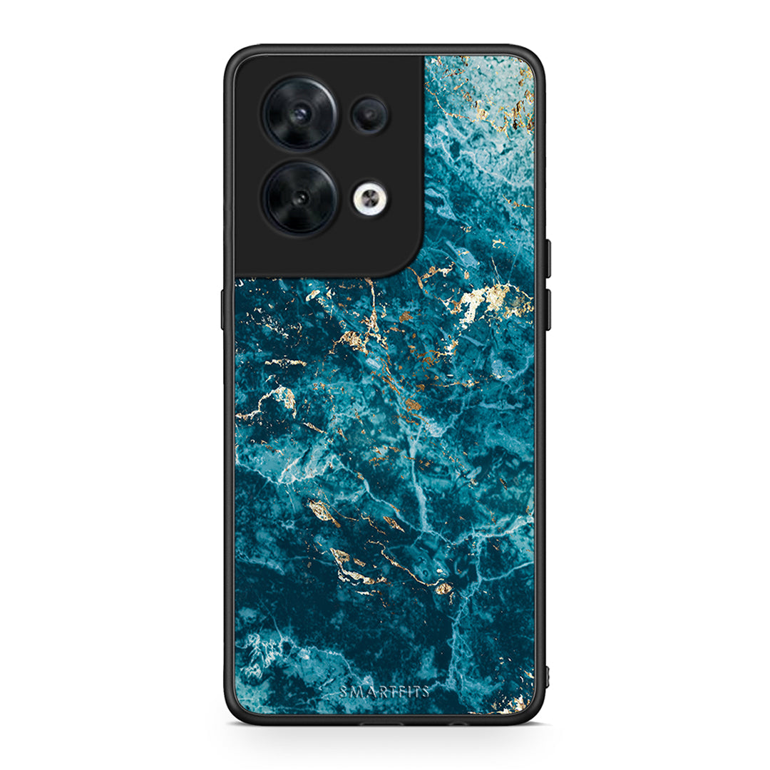 Θήκη Oppo Reno8 5G Marble Blue από τη Smartfits με σχέδιο στο πίσω μέρος και μαύρο περίβλημα | Oppo Reno8 5G Marble Blue Case with Colorful Back and Black Bezels