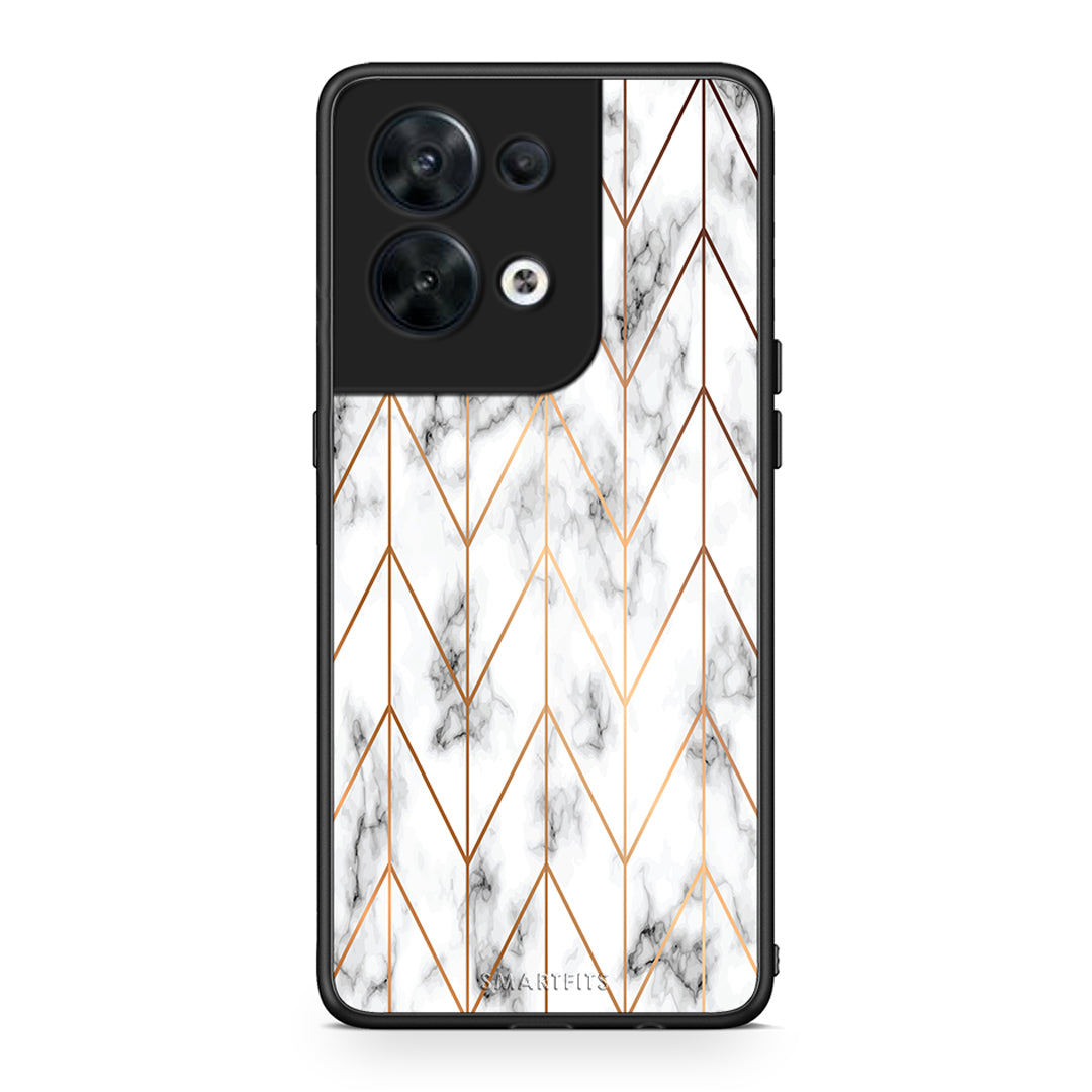 Θήκη Oppo Reno8 5G Marble Gold Geometric από τη Smartfits με σχέδιο στο πίσω μέρος και μαύρο περίβλημα | Oppo Reno8 5G Marble Gold Geometric Case with Colorful Back and Black Bezels