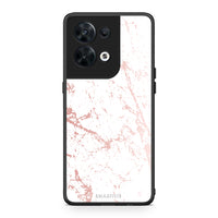 Thumbnail for Θήκη Oppo Reno8 5G Marble Pink Splash από τη Smartfits με σχέδιο στο πίσω μέρος και μαύρο περίβλημα | Oppo Reno8 5G Marble Pink Splash Case with Colorful Back and Black Bezels