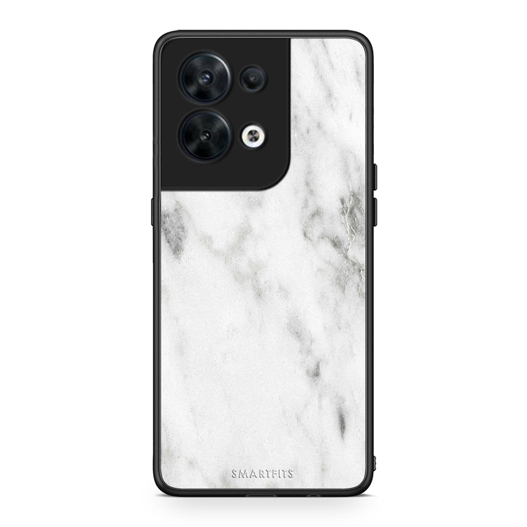 Θήκη Oppo Reno8 5G Marble White από τη Smartfits με σχέδιο στο πίσω μέρος και μαύρο περίβλημα | Oppo Reno8 5G Marble White Case with Colorful Back and Black Bezels