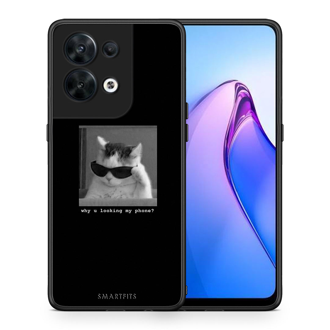 Θήκη Oppo Reno8 5G Meme Cat από τη Smartfits με σχέδιο στο πίσω μέρος και μαύρο περίβλημα | Oppo Reno8 5G Meme Cat Case with Colorful Back and Black Bezels