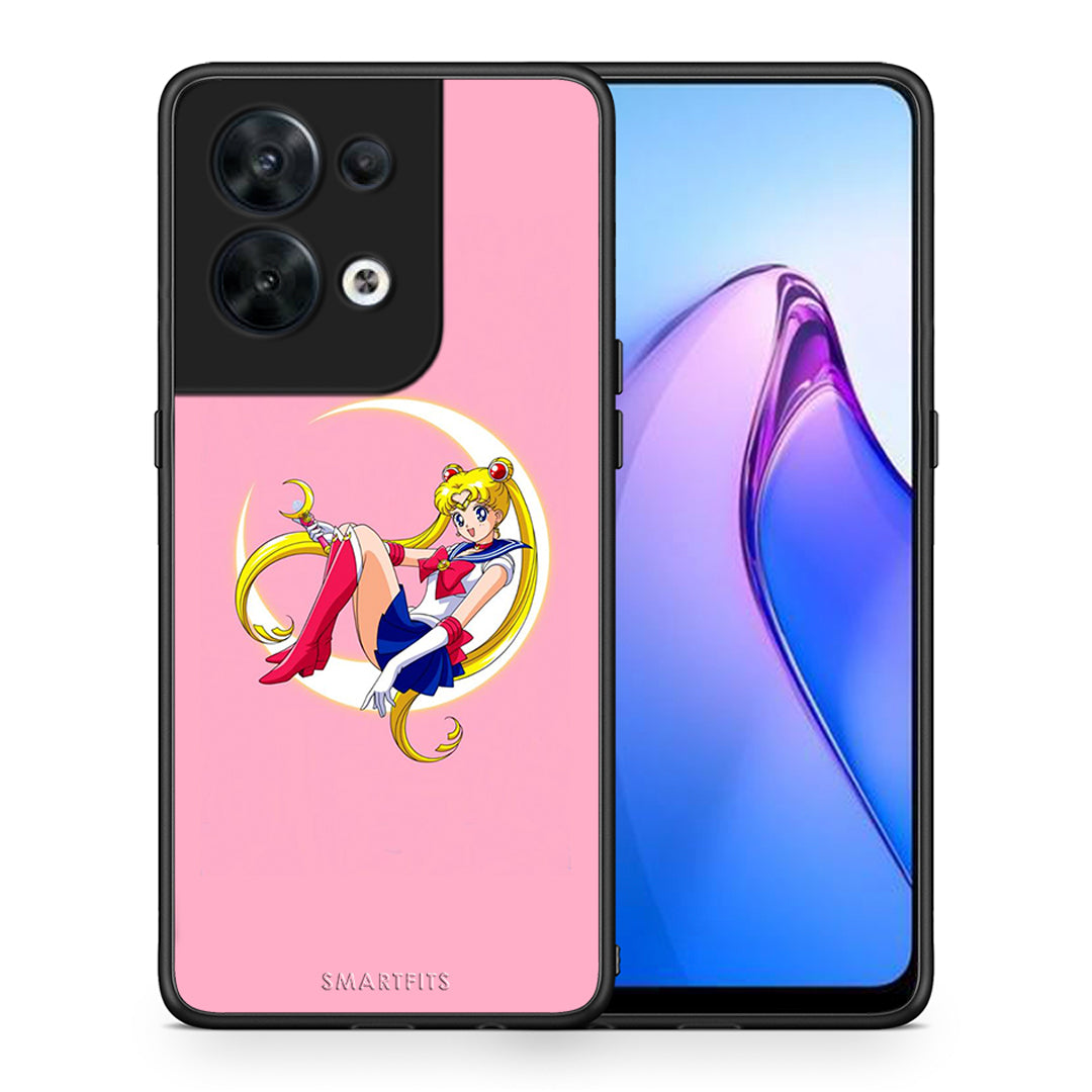 Θήκη Oppo Reno8 5G Moon Girl από τη Smartfits με σχέδιο στο πίσω μέρος και μαύρο περίβλημα | Oppo Reno8 5G Moon Girl Case with Colorful Back and Black Bezels