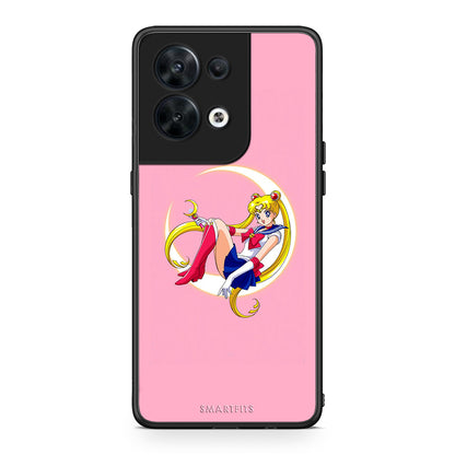 Θήκη Oppo Reno8 5G Moon Girl από τη Smartfits με σχέδιο στο πίσω μέρος και μαύρο περίβλημα | Oppo Reno8 5G Moon Girl Case with Colorful Back and Black Bezels