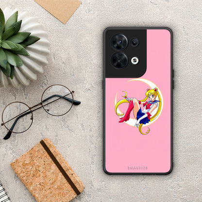Θήκη Oppo Reno8 5G Moon Girl από τη Smartfits με σχέδιο στο πίσω μέρος και μαύρο περίβλημα | Oppo Reno8 5G Moon Girl Case with Colorful Back and Black Bezels